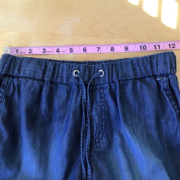 GUESS track pants lightweight blue denim pleated bottom zippers casual jeans XS - Picture 8 of 11